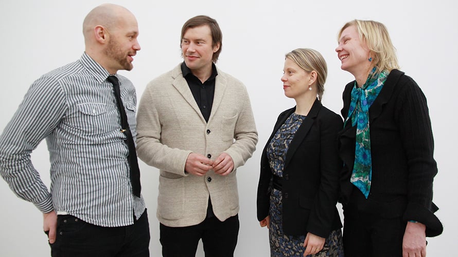 Aleksis Salusjärvi (left) and Mikko Sarjanen who lead the workshops, together with Sari Sulkunen and Merja Kauppinen from the University of Jyväskylä. 